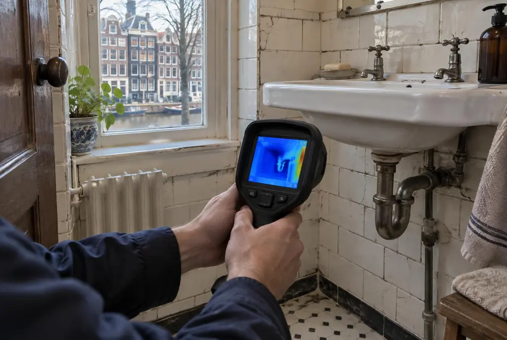 Lekdetectie Tiel – badkamer met oude leidingen achter de tegels