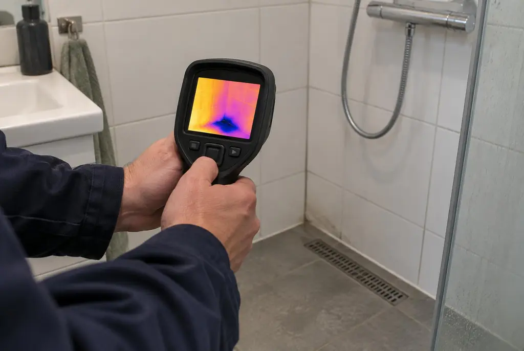 Lekdetectie Tiel – lekdetectiespecialist met warmtebeeldcamera in een badkamer